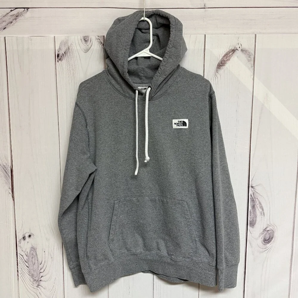 The North Face Heritage Patch Hoodie Men’s Large‎ Gray Kangaroo Pocket EUC